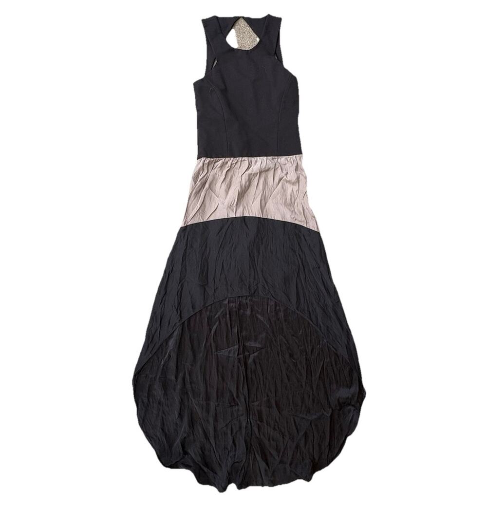 Parker XS tank Dress Maxi Women 100% Silk Tiered 2000s Y2K Black Gray